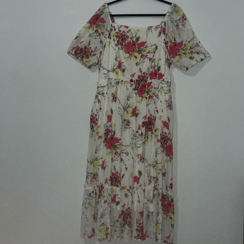 Chic Floral Ankle Length Dress with Pockets